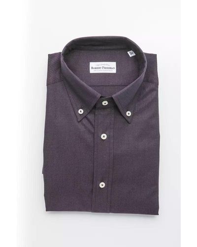 Robert Friedman Elegant Black Cotton Blend Button-down Shirt - Purple