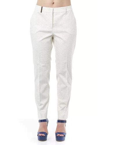 Peserico Chic Straight-Leg Pants With Subtle Slits - White