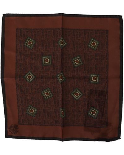 Dolce & Gabbana Patterned Silk Square Handkerchief Scarf - Brown