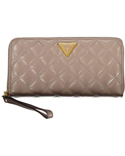 Guess Elegant Zip Wallet With Chic Detailing - Natural