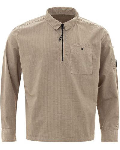 C.P. Company Half Zip Overshirt Shirt - Gray