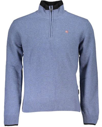 Napapijri Chic Half-Zip Sweater With Contrast Details - Blue