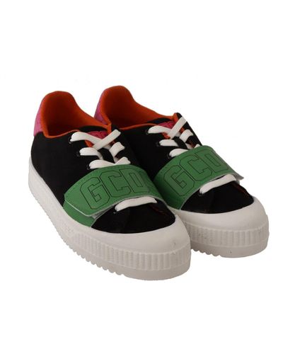 Gcds Multicolour Suede Low Top Lace Up Trainers Shoes - Green