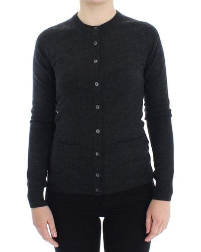 Dolce & Gabbana Gray Wool Button Cardigan Sweater - Black