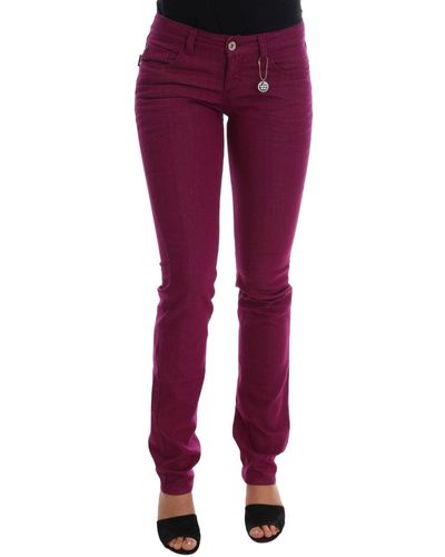 CoSTUME NATIONAL Cotton Stretch Slim Denim Jeans Purple Sig30127 - Red