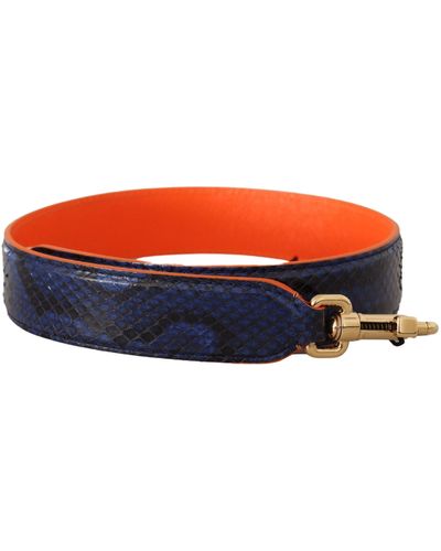 Dolce & Gabbana Blue Orange Python Leather Accessory Shoulder Strap