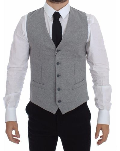 Dolce & Gabbana Dolce Gabbana Gray Cotton Stretch Dress Vest Blazer