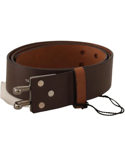 CoSTUME NATIONAL Brown Leather Silver Buckle Waist Belt - Multicolor