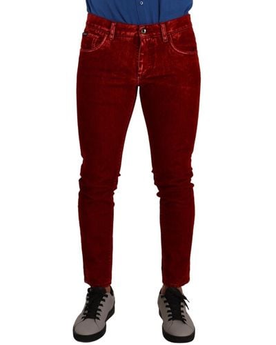 Dolce & Gabbana Ravishing Slim Fit Designer Jeans - Red