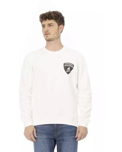 Automobili Lamborghini Sleek Crewneck Shield Logo Sweater - White