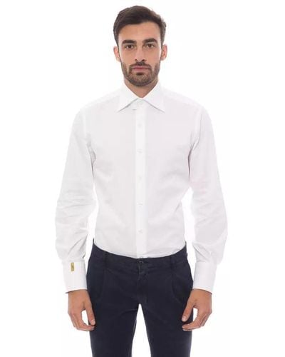 Billionaire Italian Couture Medium Fit Personalized Buttones Shirt - White