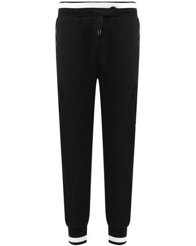 Dolce & Gabbana Elegant Velvet Logo Cotton Pants - Black