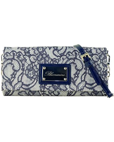 Blumarine Elegant Lace Effect Shoulder Bag - Blue