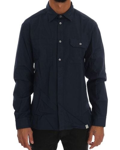 John Galliano Casual Cotton Ls Shirt Blue Tsh1216