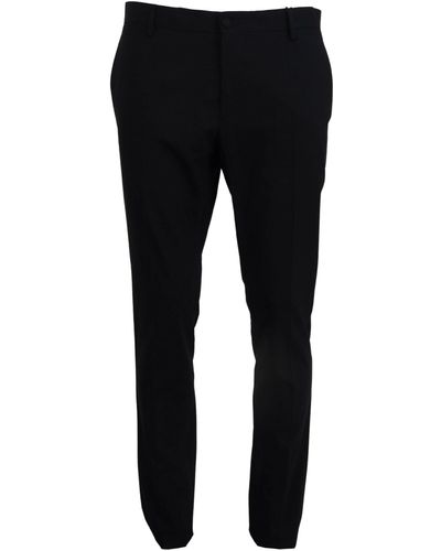 Dolce & Gabbana Wool Stretch Dress Formal Slim Fit Pant - Black