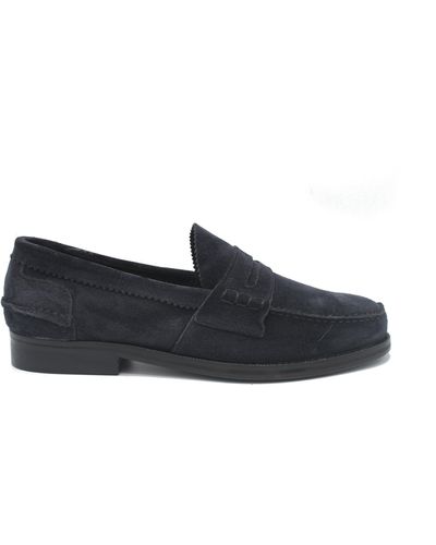 Saxone Of Scotland Navy Blue Suede Loafers Shoes