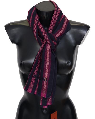Missoni Black Pink Patterned Wool Neck Wrap Shawl