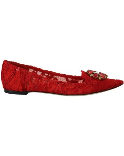Dolce & Gabbana Crystal-Embellished Flats - Red