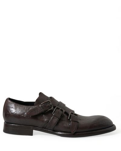 Dolce & Gabbana Brown Leather Strap Formal Dress Shoes - Black