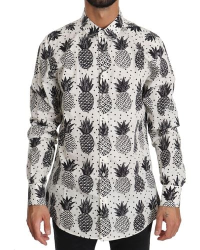 Dolce & Gabbana White Pineapple Cotton Top Shirt - Multicolor