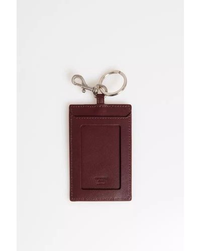 Trussardi Elegant Leather Keychain With Stud Accents - Red