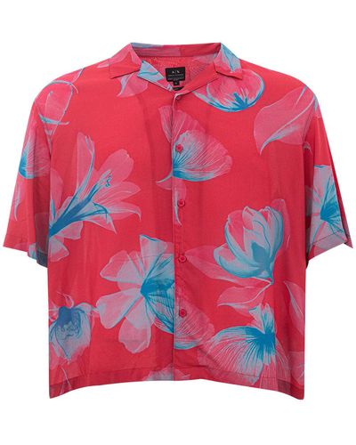 Armani Exchange Hawaiian Print Shirt - Red
