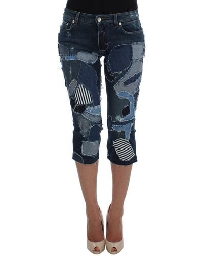 Dolce & Gabbana Dolce Gabbana Stretch Patchwork Jeans Shorts - Blue