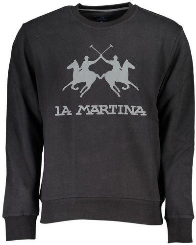 La Martina Sophisticated Crew Neck Cotton Sweatshirt - Black