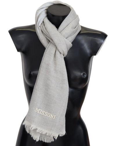 Missoni Gray Wool Knit Neck Wrap Scarf - Black
