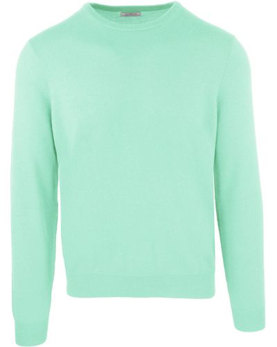 Malo Luxury Green Wool And Cashmere Round Neck Sweater