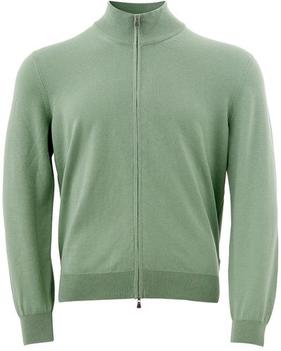 Gran Sasso Cotton Full Zip Sweater In - Green