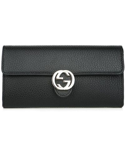 Gucci Elegant Calfskin Leather Chain Wallet - Black