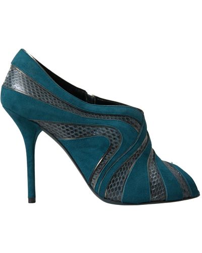 Dolce & Gabbana Chic Peep Toe Stiletto Ankle Booties - Blue