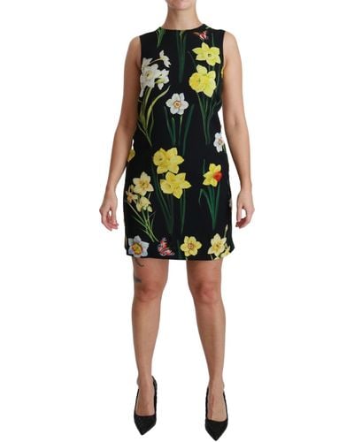 Dolce & Gabbana Floral Sleeveless Sheath Mini Dress - Black