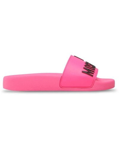 Love Moschino Pool Slides With Large Logo - Pink