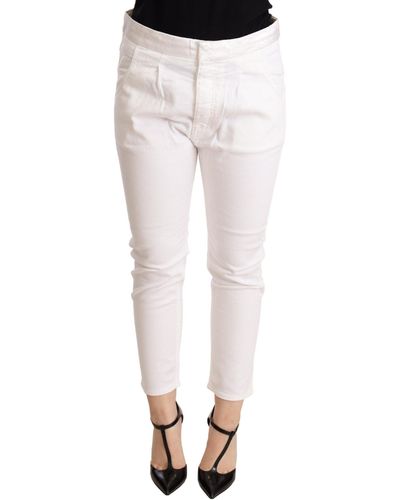 CYCLE Mid Waist Slim Fit Skinny Cotton Stretch Trouser - White