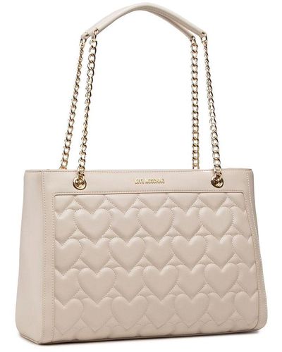 Love Moschino Chic Heart Motif Faux Leather Shopper - Natural