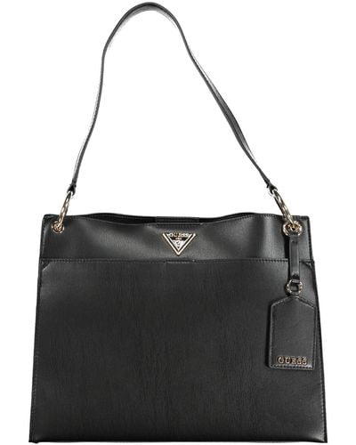 Guess Chic Snap-Closure Shoulder Bag With Contrasting Details - Black