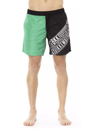 Bikkembergs Elegant Swim Shorts With Side Print - Green