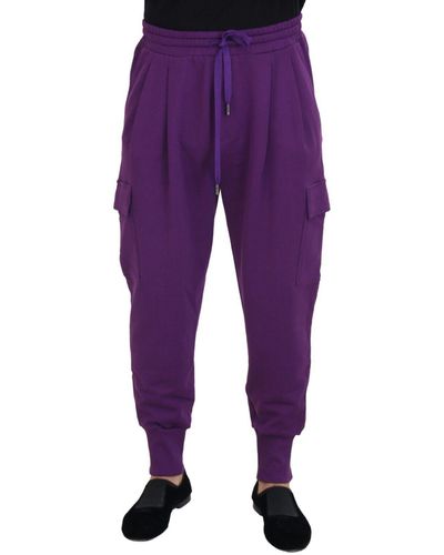 Dolce & Gabbana Cotton Cargo Sweat Jogging Pants - Purple