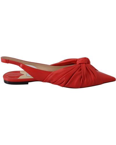 Jimmy Choo Annabell Flat Nap Chilli Leather Flat Shoes - Red