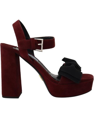 Prada Suede Ankle Strap Sandals Luxury Footwear - Red