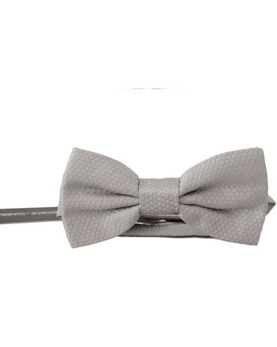 Dolce & Gabbana 100% Silk Adjustable Neck Papillon Tie - Gray