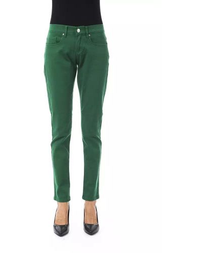 Byblos Chic Slim Fit Cotton Pants - Green