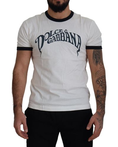Dolce & Gabbana Logo Print Cotton Crewneck T-shirt - Gray