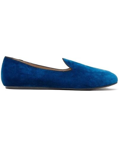 Charles Philip Velvet Cushioned Loafers - Blue
