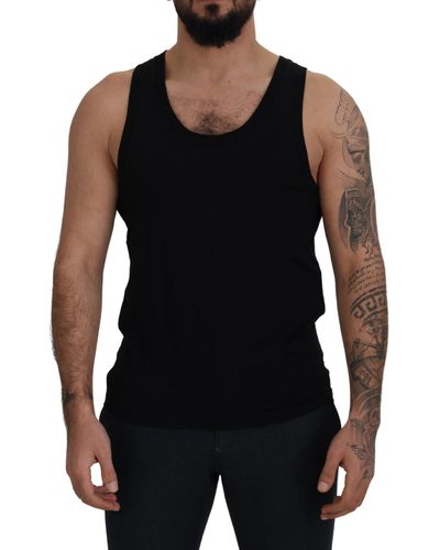 Dolce & Gabbana Black Cotton Sleeveless Tank T-shirt Underwear