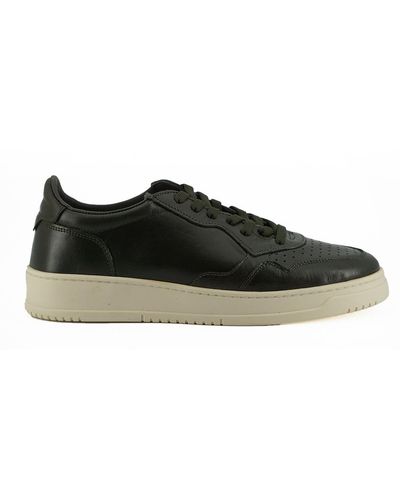 Saxone Of Scotland Dark Brown Leather Low Top Sneakers - Black