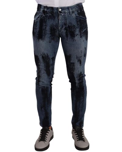 Dolce & Gabbana Italian Designer Skinny Slim Fit Jeans - Blue