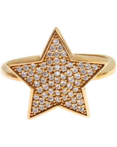 Nialaya Star Gold 925 Silver S Clear Ring - Metallic